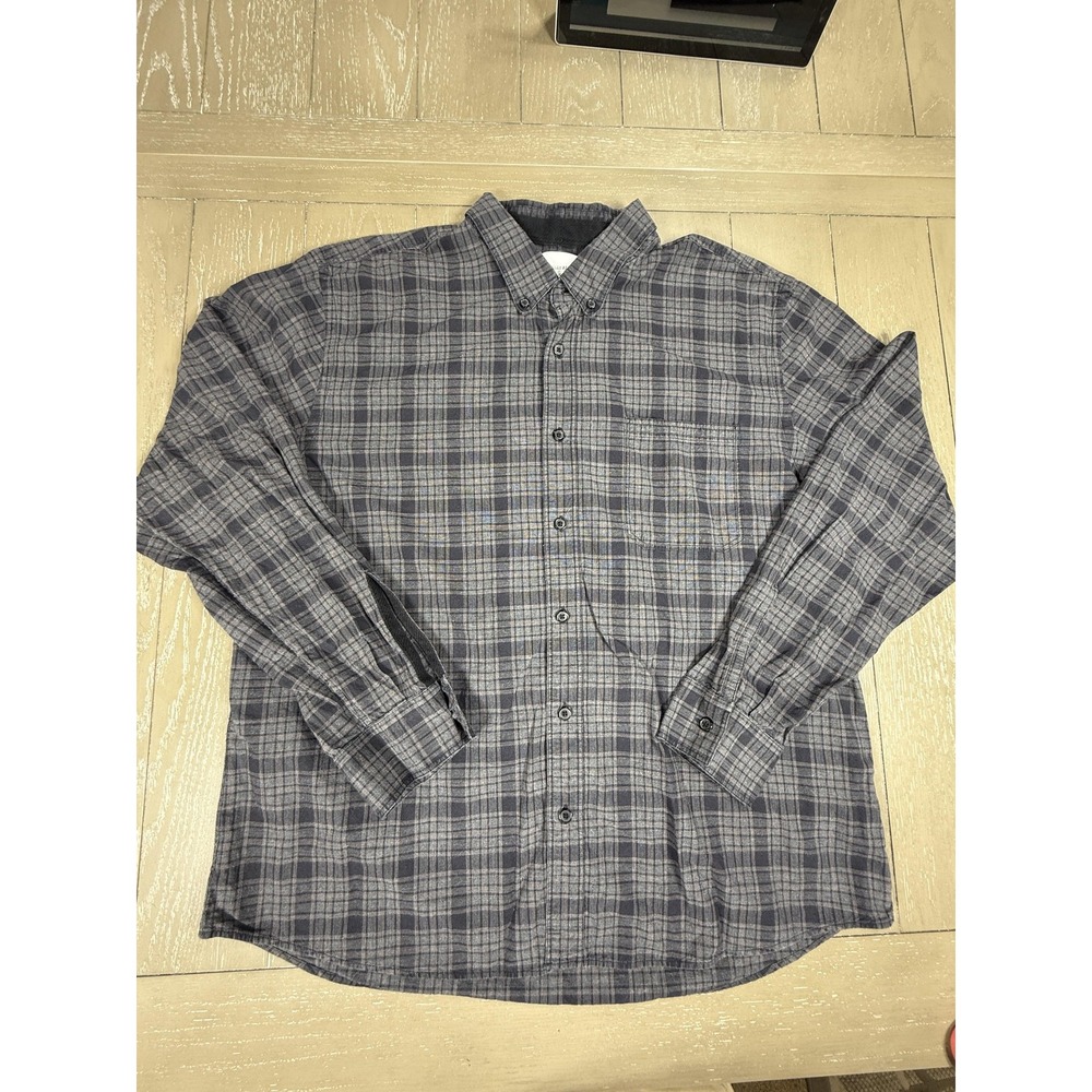 Billy Reid Shirt Mens XL Gray Plaid Button‎ Up Huckberry Cotton Standard Fit